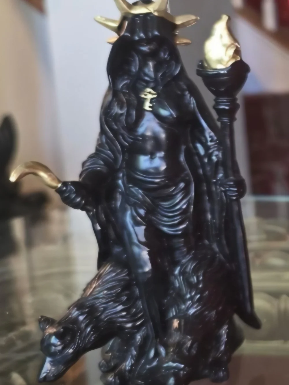Gothic Set of 3 Pagan/Altar Decor Statues Black Hecate Figures
